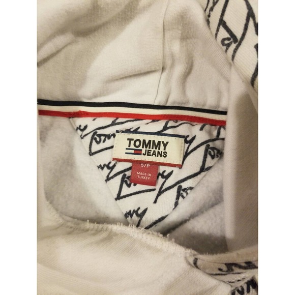 Tommy Jeans Hilfiger Spellout All Over Print Hoodie Sweatshirt Womens Streetwear - Picture 4 of 6